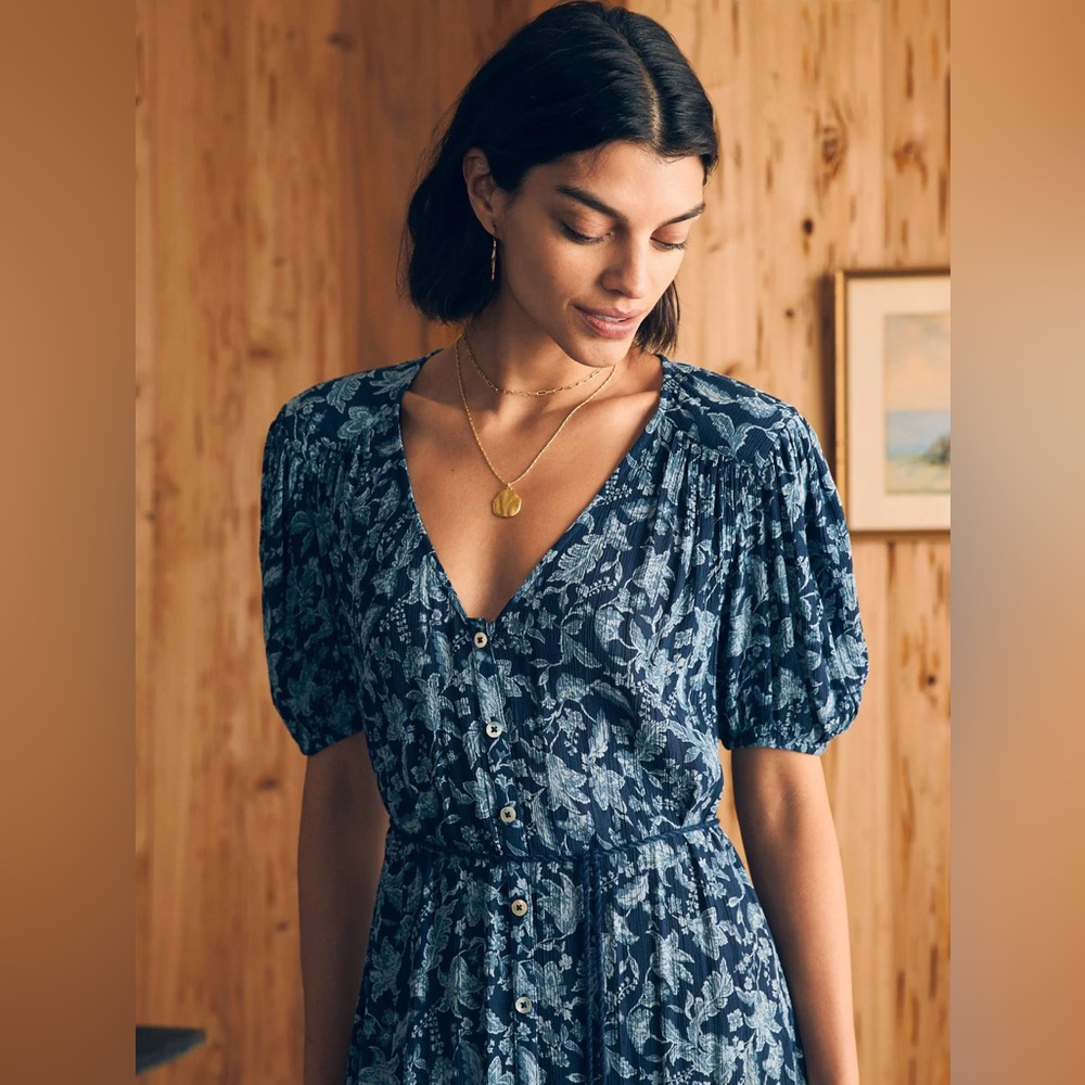 Faherty Blue Patterned Maxi Dress - Picture 2 of 8